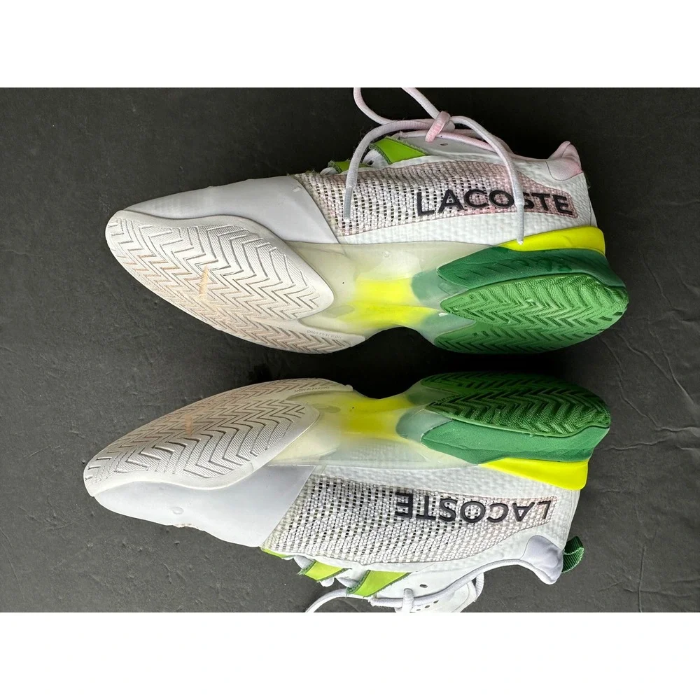 Lacoste Aglt23 Ultra White Green Pink Men's Tennis Shoes Sneakers Size 9 See Pic